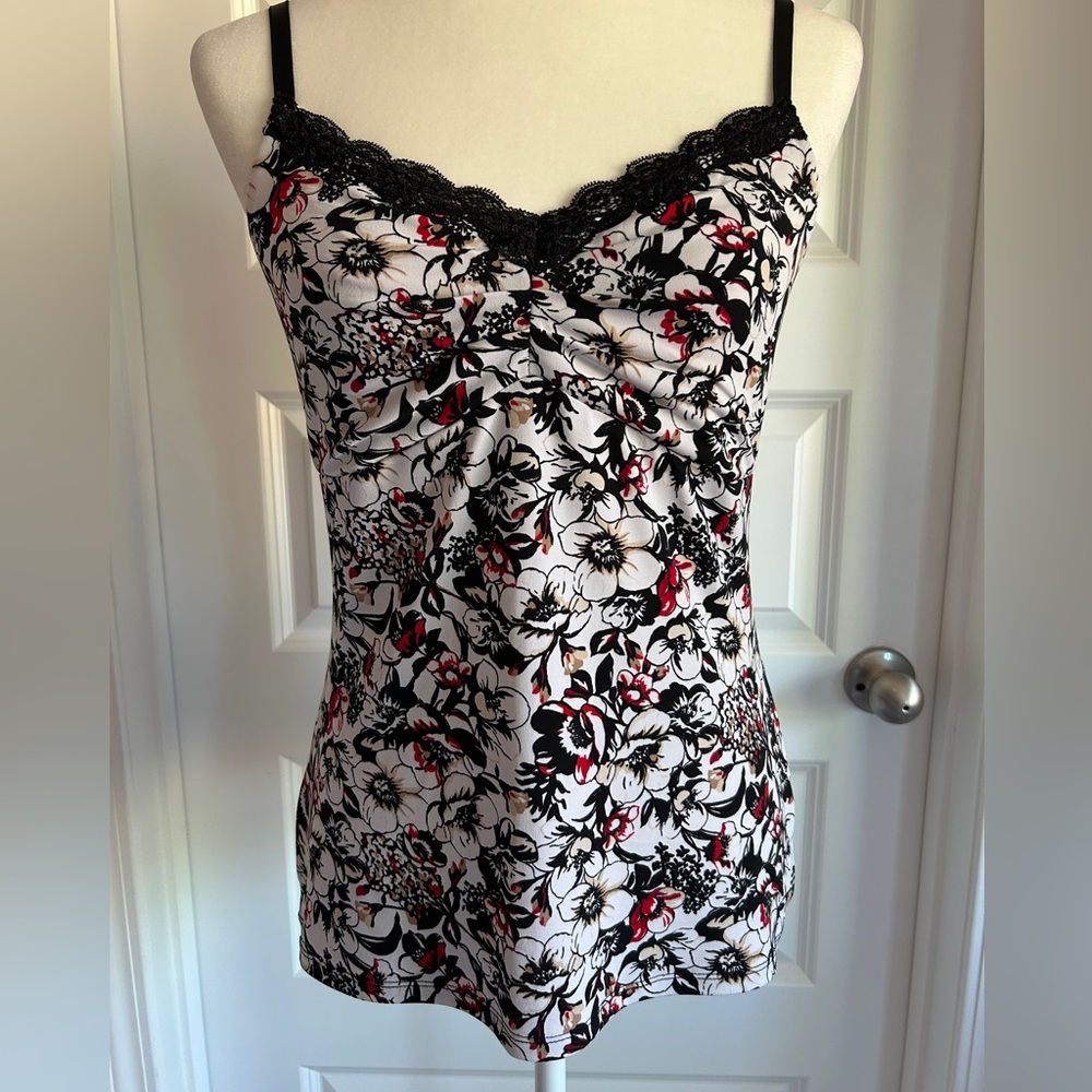 WHBM Floral Lace Trim Camisole SZ M